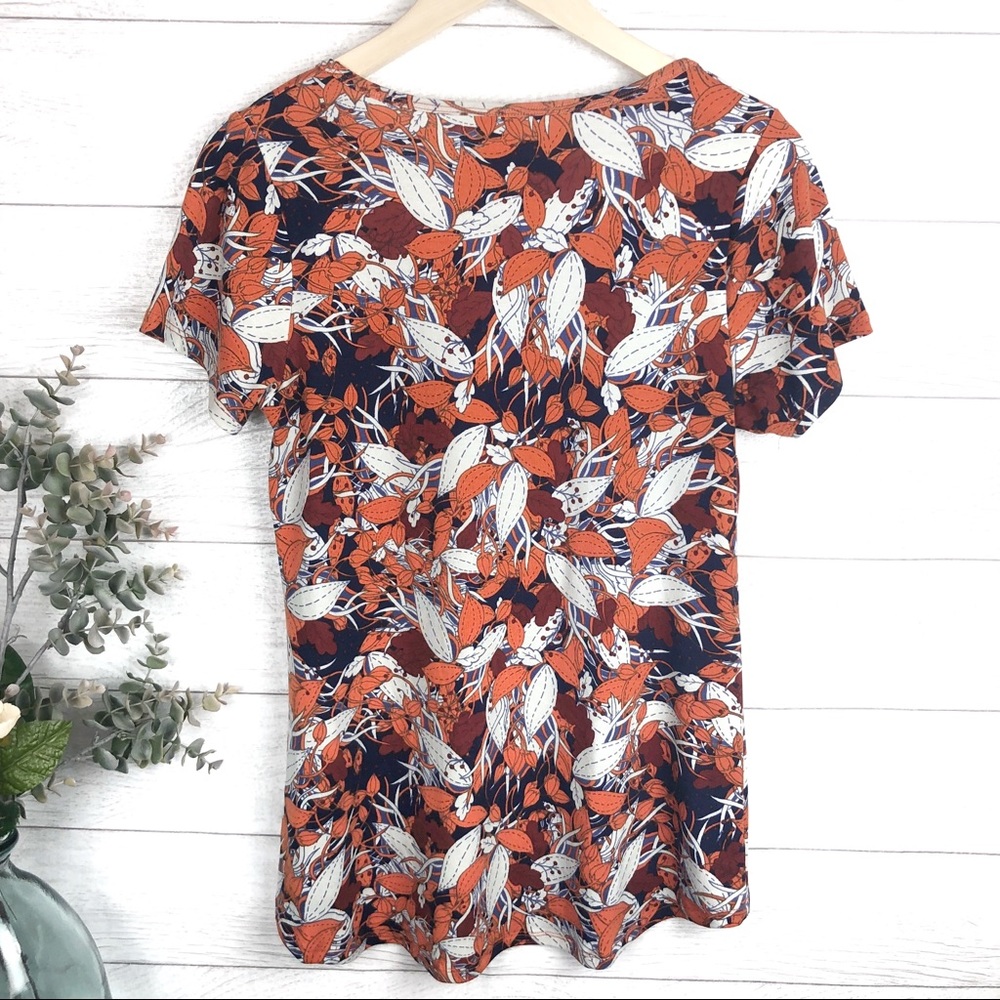 LULAROE Orange & Blue Floral Patterned Top - Picture 3 of 8